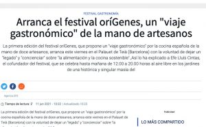 Cope.esArranca el festival oríGenes, un “viaje gastronómico” de la mano de artesanos (11/06/21)