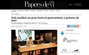 Papers de ViTeià acollirà un gran festival gastronòmic a primers de juny (16/04/21)