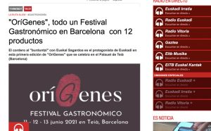 EITB - Radio Euskadi“OríGenes”, todo un Festival Gastronómico en Barcelona con 12 productos(11/06/21)