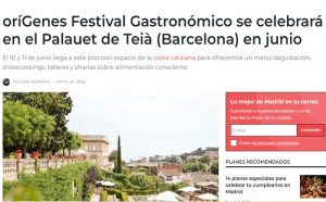 MadridSecretooríGenes Festival Gastronómico se celebrará en el Palauet de Teià (Barcelona) en junio(23/05/22)